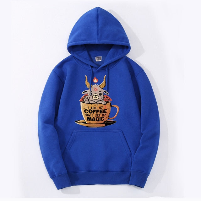 Black Coffee Funny Men Sweatshirts Hoodie 2020 Spring Autumn Pullover Fleece Streetwear Hooded Cute Satan Fallen Angels Hoodies
