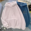 new Autumn Winter Thick Warm Coat Velvet Cashmere Women Hoody Sweatshirt Solid Blue Pullover Casual Tops lady Loose Long Sleeve