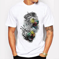 Men Tops 2020 Summer Crown Lion 3D White Men's T-shirt Fashion Animal Print T-Shirt Men Casual Short-Sleeve Tee Shirt Homme 5XL