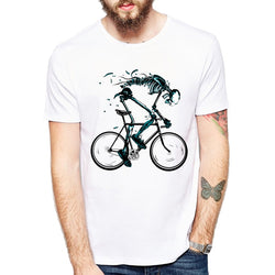 Worn out Bikes T-shirts Men Funny Skeleton bicycle Design Short Sleeve O-neck Tshirts Fashion Sku'l'l Style Tops Tees